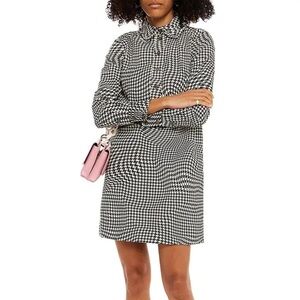 Ganni mod psychedelic Stylish Black and White Houndstooth Dress